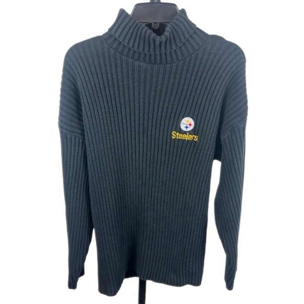 Vintage Pittsburgh Steelers Turtleneck Sweater Men's Size Large Black NFL
